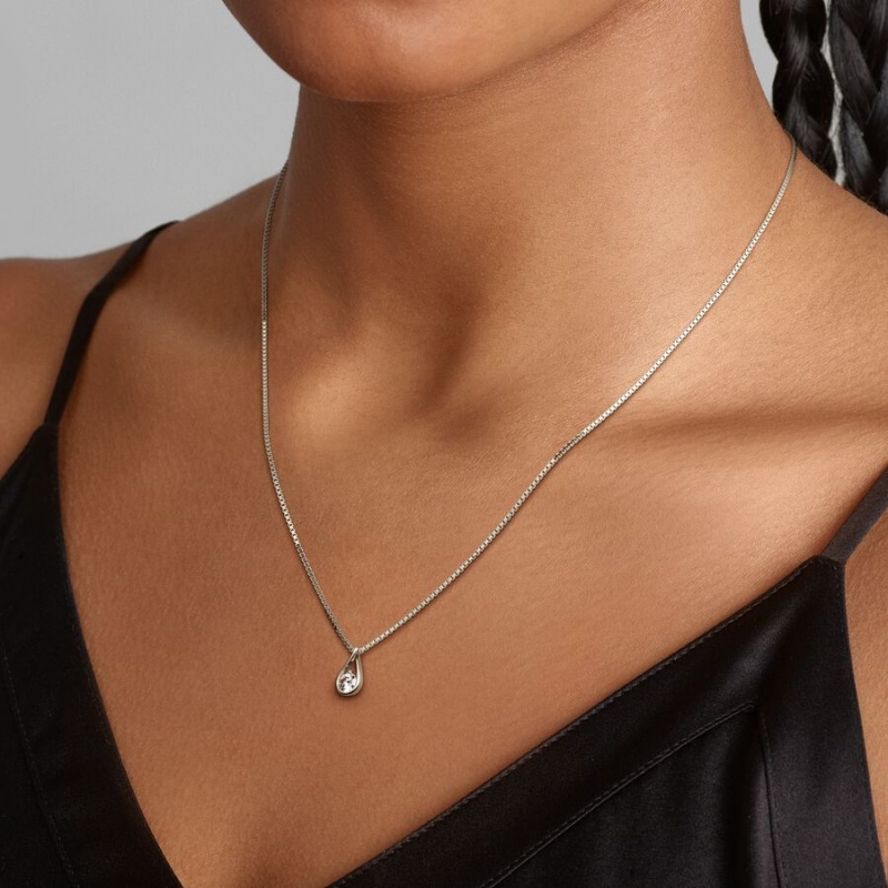 Pandora Brilliance Lab-created 0.25 ct tw Diamond Pendant & Necklace White Gold | 823REUVJY