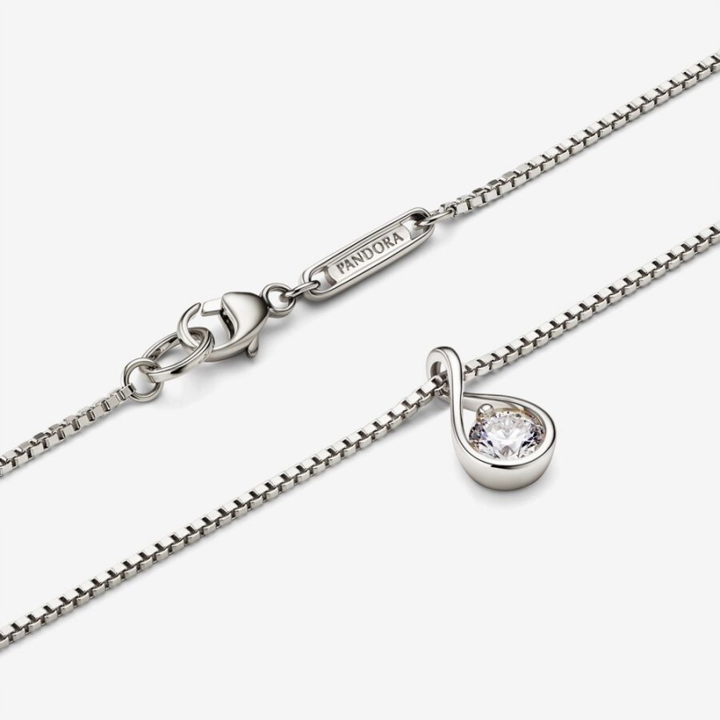 Pandora Brilliance Lab-created 0.25 ct tw Diamond Pendant & Necklace White Gold | 823REUVJY