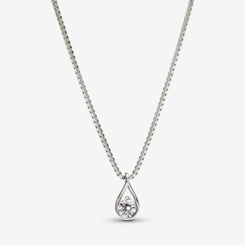 Pandora Brilliance Lab-created 0.25 ct tw Diamond Pendant & Necklace White Gold | 823REUVJY