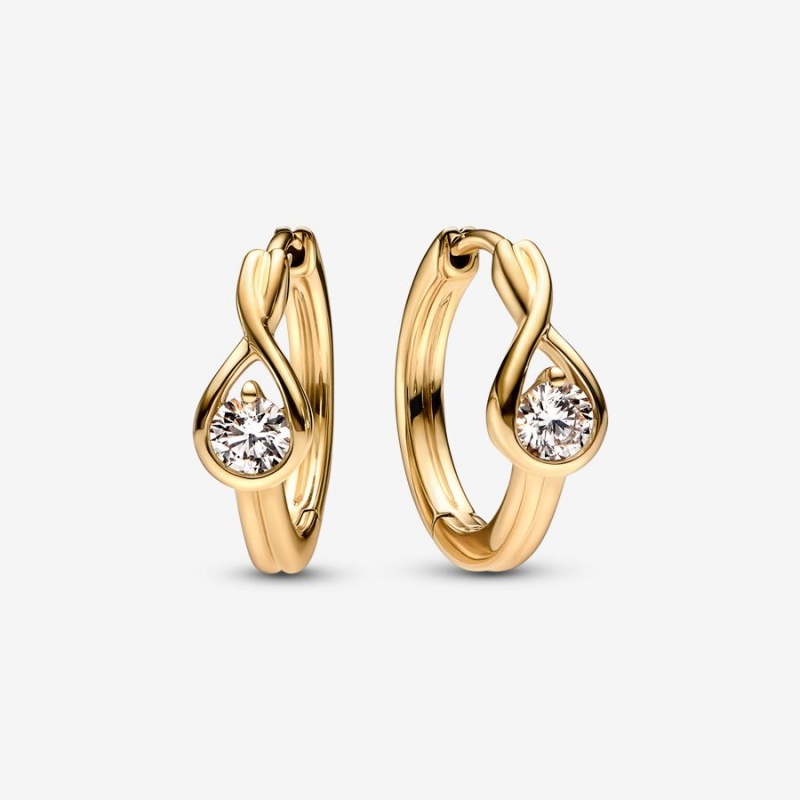 Pandora Brilliance Lab-created 0.50 ct tw Diamond Hoop Earrings Gold | 302EBGFUI