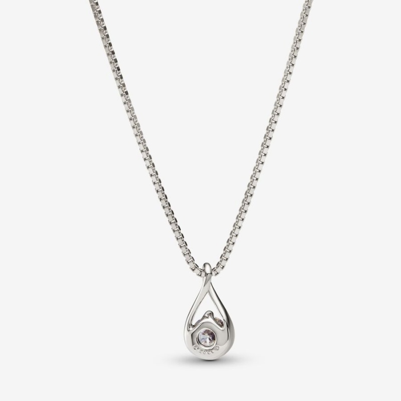 Pandora Brilliance Lab-created 0.50 ct tw Diamond Pendant & Necklace White Gold | 237AOPJTV