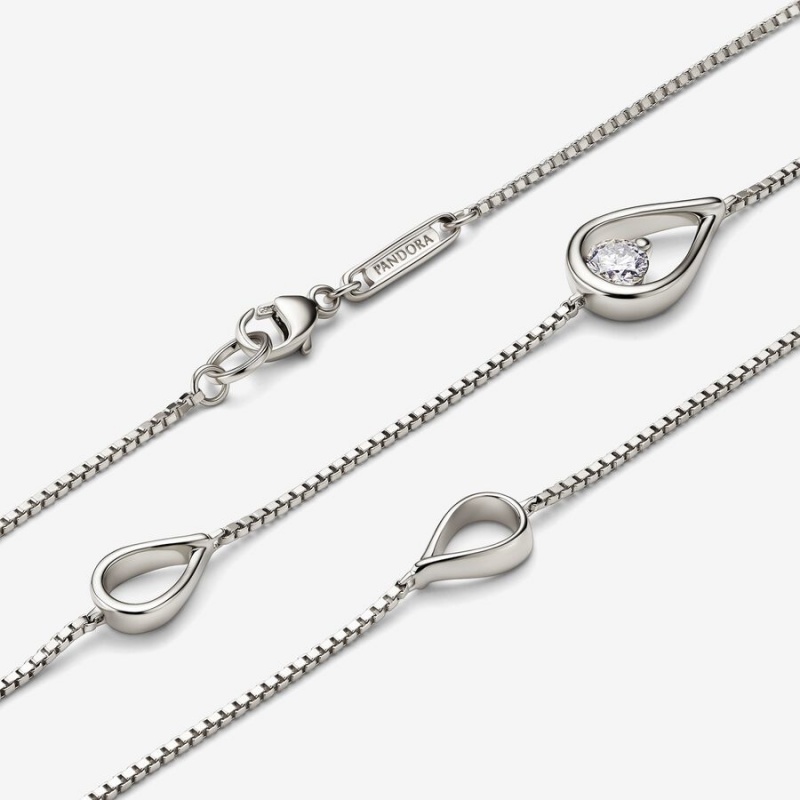 Pandora Brilliance Lab-created 0.50 ct tw Diamond Long Pendant Necklace White Gold | 037CMENJW