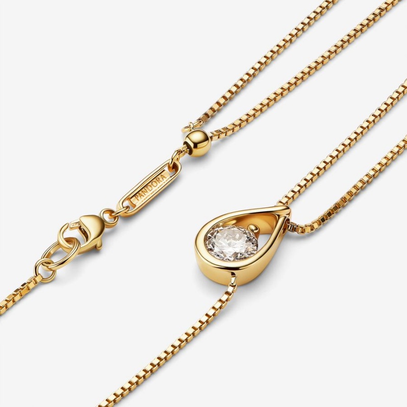 Pandora Brilliance Lab-created 0.75 ct tw Diamond Double Chain Collier Necklace Gold | 974JPQOKA