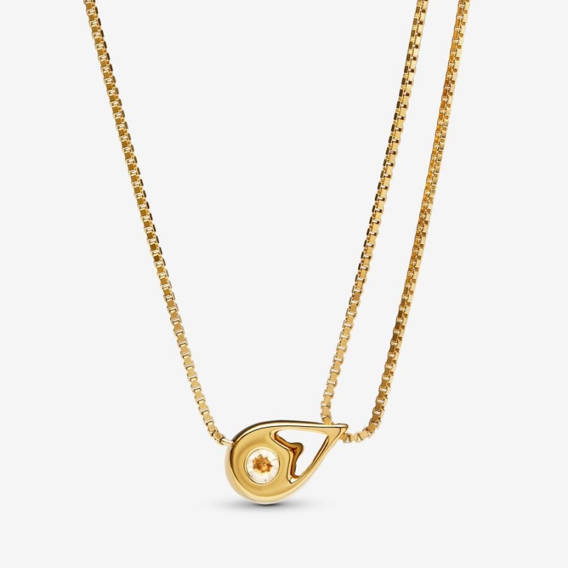 Pandora Brilliance Lab-created 0.75 ct tw Diamond Double Chain Collier Necklace Gold | 974JPQOKA