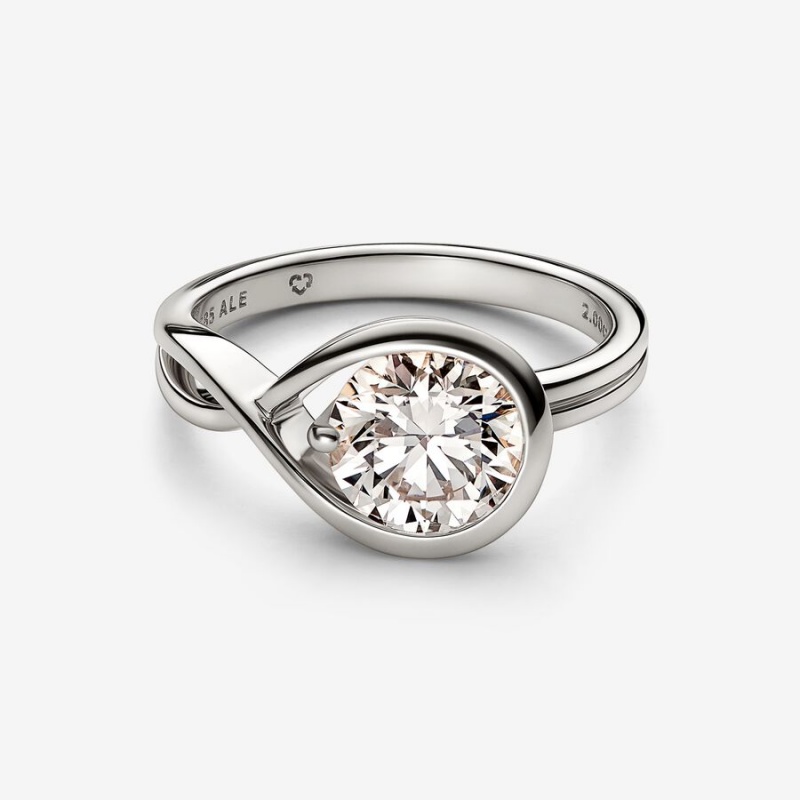 Pandora Brilliance Lab-created 2.00 ct tw Diamond Ring White Gold | 682ONBCAJ