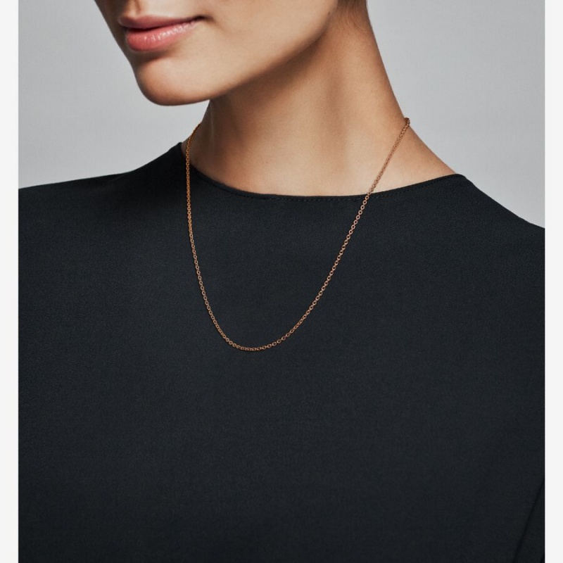 Pandora Cable Chain Necklace Rose Gold Plated | 865BHQKES