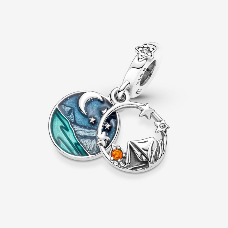 Pandora Camping Night Sky Double Dangle Charm Sterling Silver | 935WXMOLP