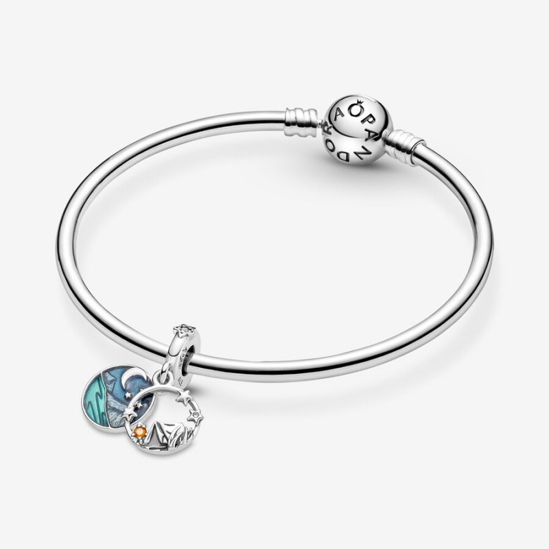 Pandora Camping Night Sky Double Dangle Charm Sterling Silver | 935WXMOLP