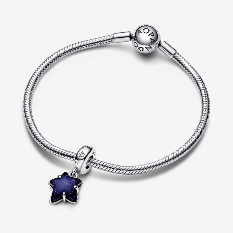 Pandora Celestial Galaxy Star Murano Dangle Charm Sterling Silver | 042FRZMCE