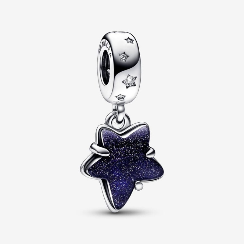 Pandora Celestial Galaxy Star Murano Dangle Charm Sterling Silver | 042FRZMCE