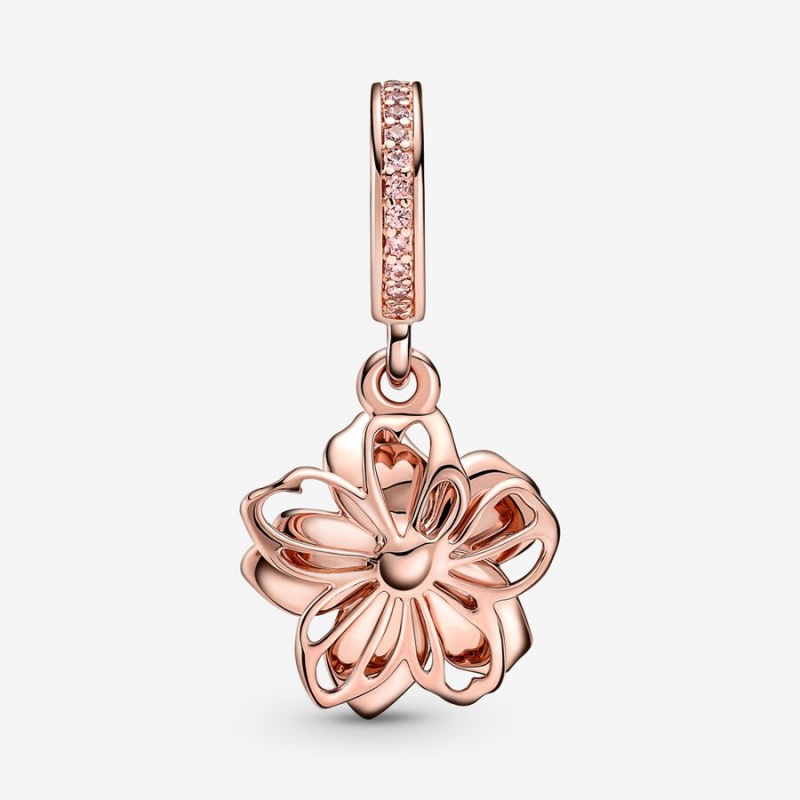 Pandora Cherry Blossom Dangle Charm Rose Gold Plated | 726JISKYU