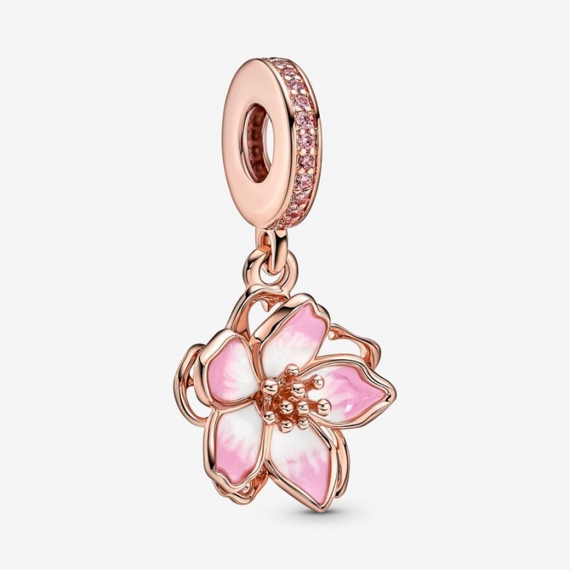 Pandora Cherry Blossom Dangle Charm Rose Gold Plated | 726JISKYU