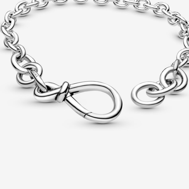 Pandora Chunky Infinity Knot Chain Bracelet Sterling Silver | 712TRKIAX