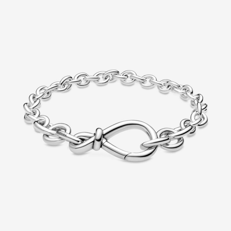 Pandora Chunky Infinity Knot Chain Bracelet Sterling Silver | 712TRKIAX