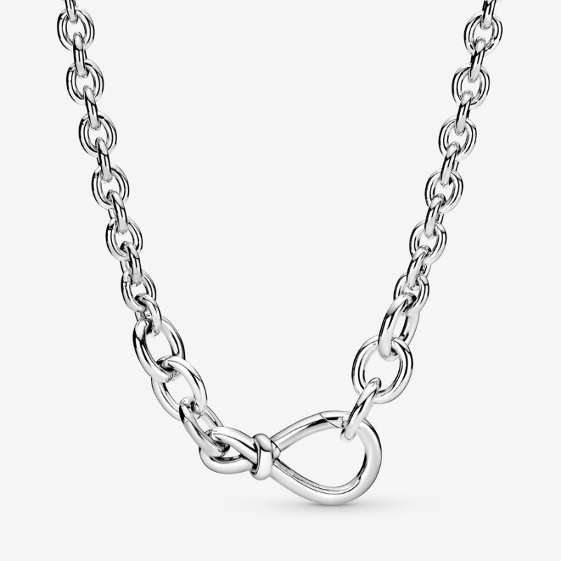 Pandora Chunky Infinity Knot Chain Necklace Sterling Silver | 367RINHQA