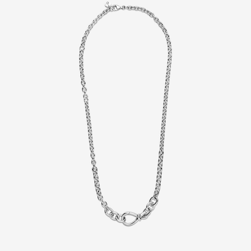 Pandora Chunky Infinity Knot Chain Necklace Sterling Silver | 367RINHQA