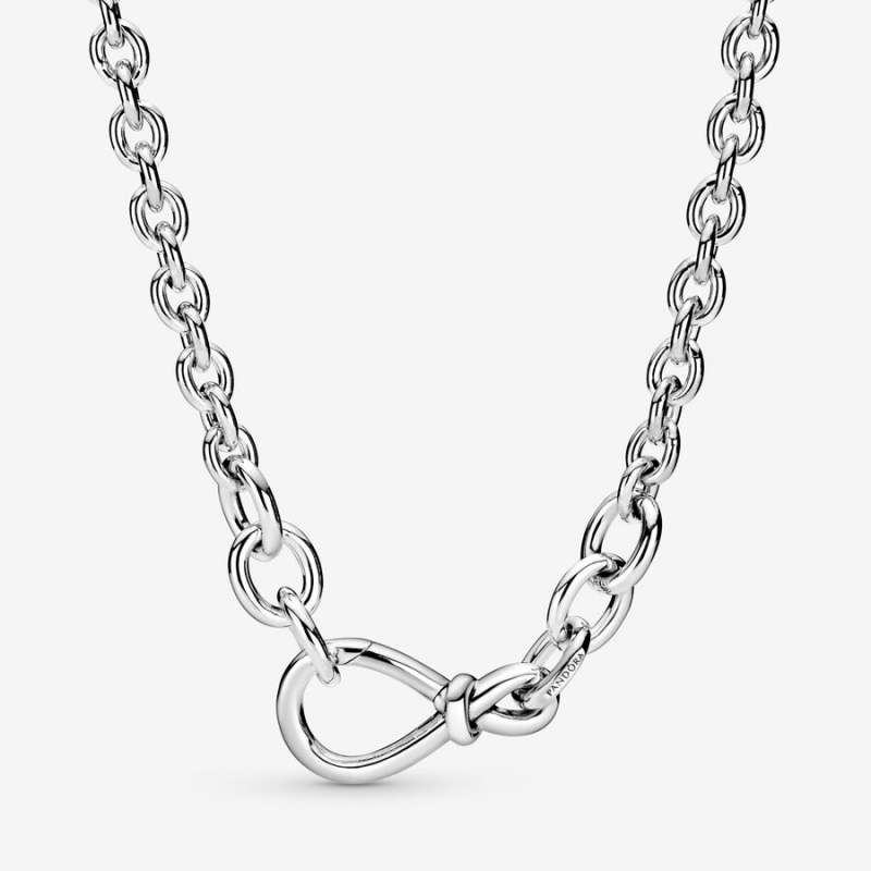 Pandora Chunky Infinity Knot Chain Necklace Sterling Silver | 367RINHQA