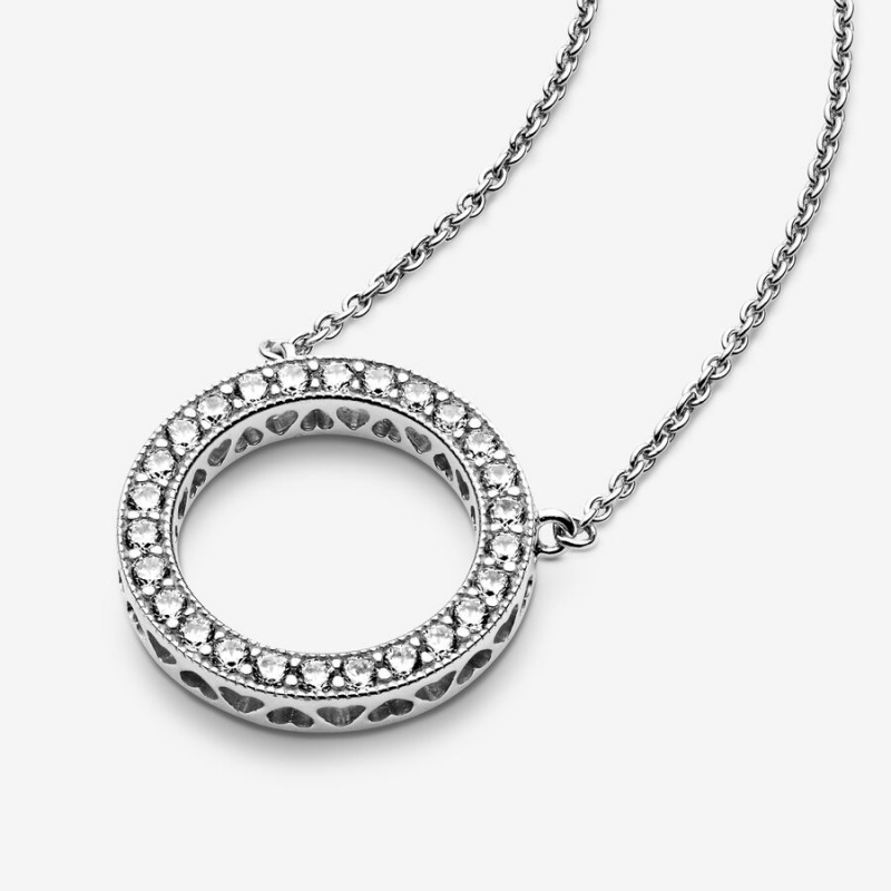 Pandora Circle of Sparkle Necklace Sterling Silver | 985NLHVKR