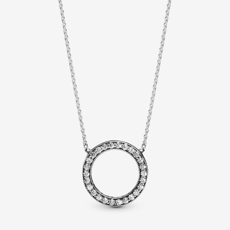 Pandora Circle of Sparkle Necklace Sterling Silver | 985NLHVKR