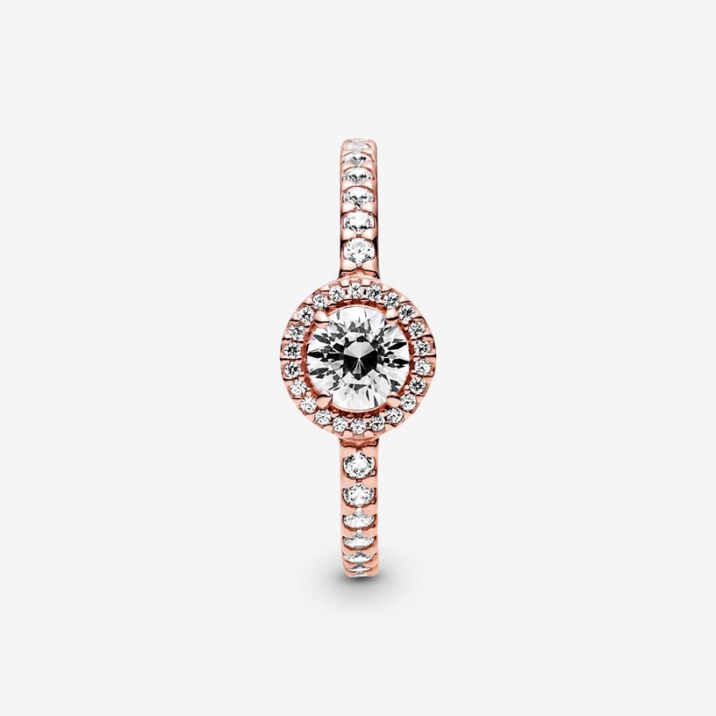 Pandora Classic Sparkle Halo Ring Rose Gold Plated | 325PEWCGN