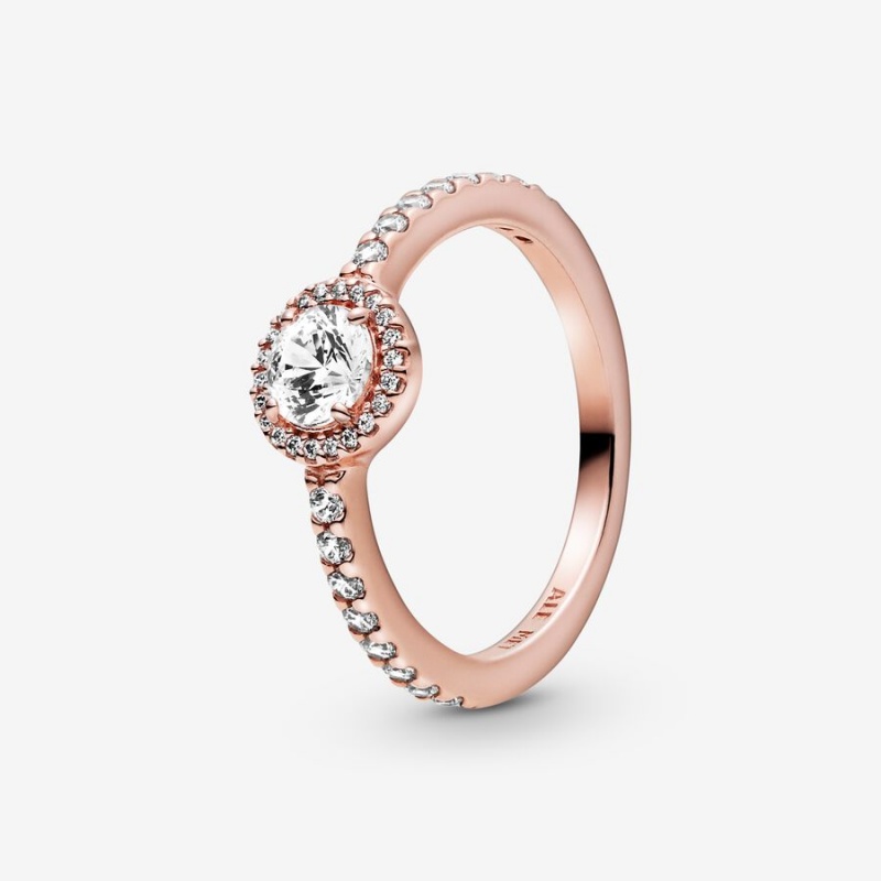 Pandora Classic Sparkle Halo Ring Rose Gold Plated | 325PEWCGN