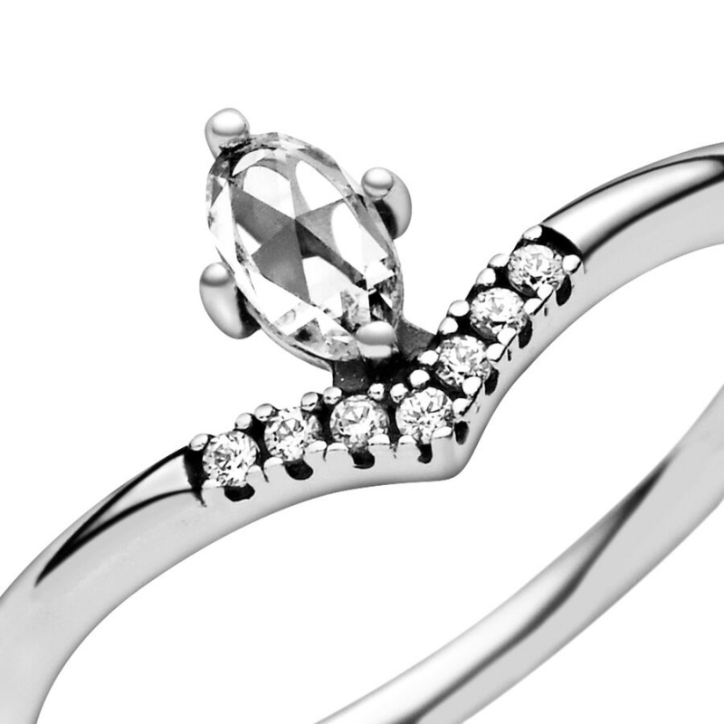 Pandora Classic Sparkling Crown Wishbone Open Ring Set | 625UGMSTB