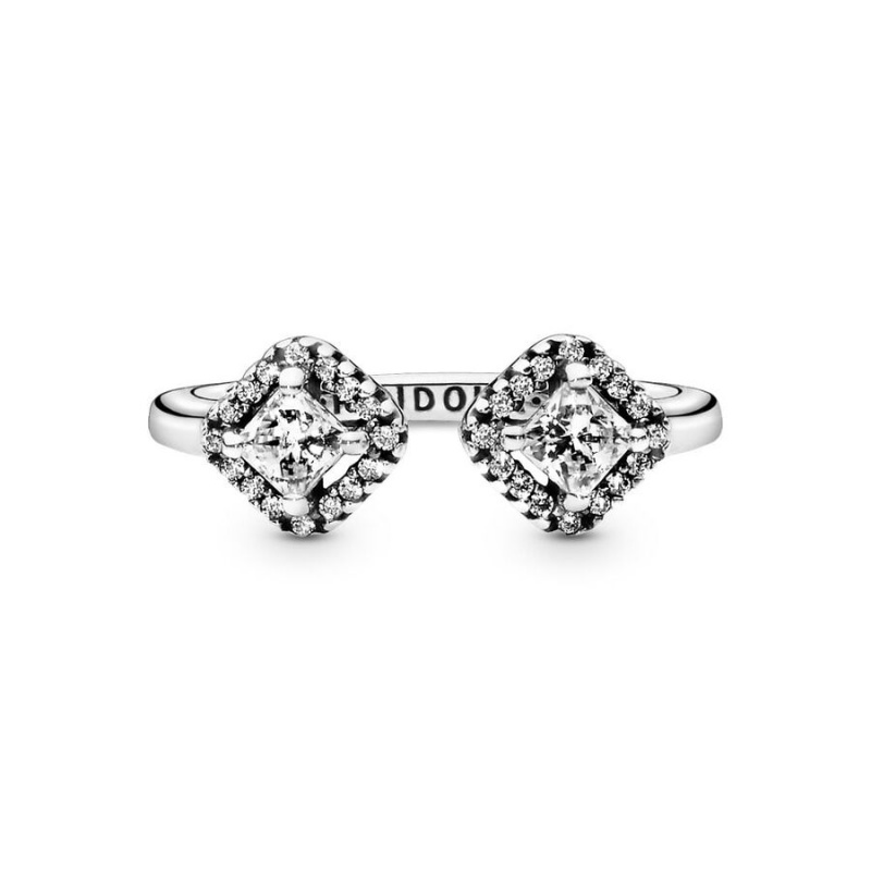 Pandora Classic Sparkling Crown Wishbone Open Ring Set | 625UGMSTB