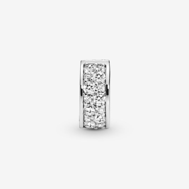 Pandora Clear Pavé Clip Charm Sterling Silver | 647CMXDUV