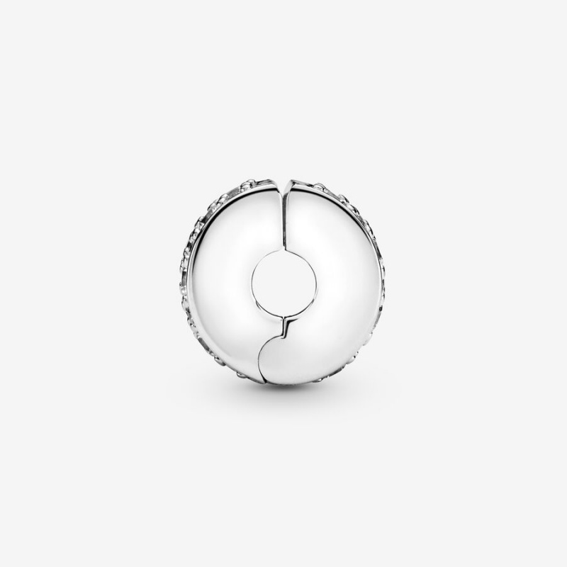 Pandora Clear Pavé Clip Charm Sterling Silver | 647CMXDUV