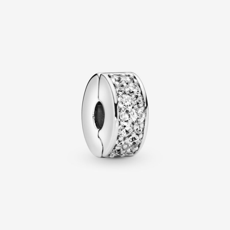 Pandora Clear Pavé Clip Charm Sterling Silver | 647CMXDUV