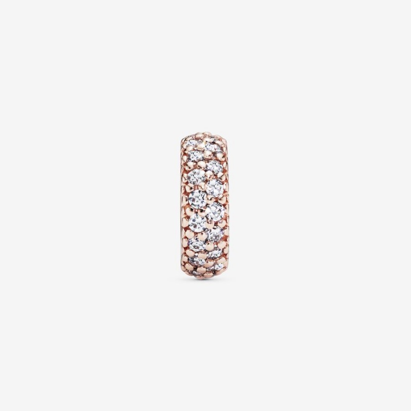 Pandora Clear Sparkle Spacer Charm Rose Gold Plated | 583MKAPOL