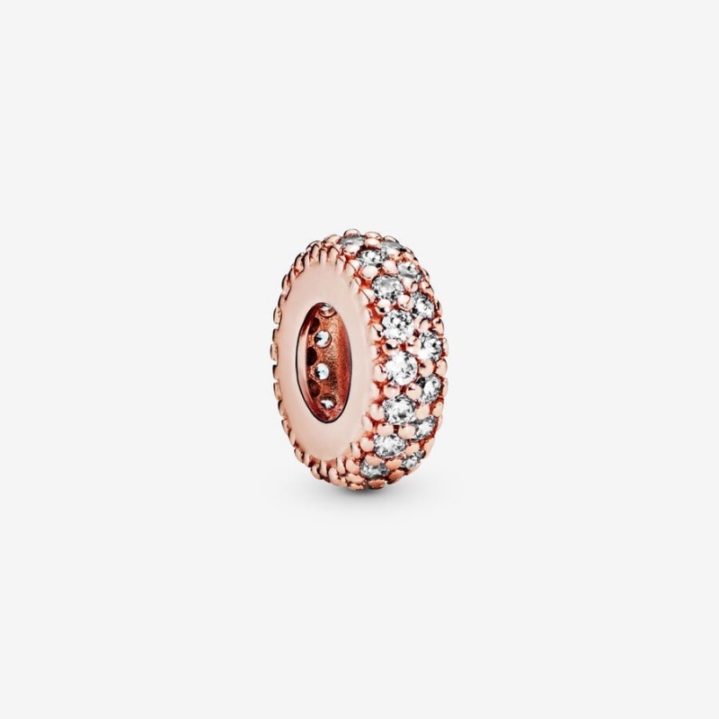 Pandora Clear Sparkle Spacer Charm Rose Gold Plated | 583MKAPOL