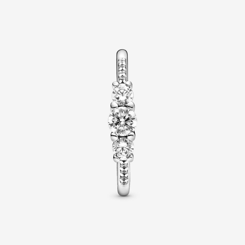 Pandora Clear Three-Stone Ring Sterling Silver | 941DZWXON