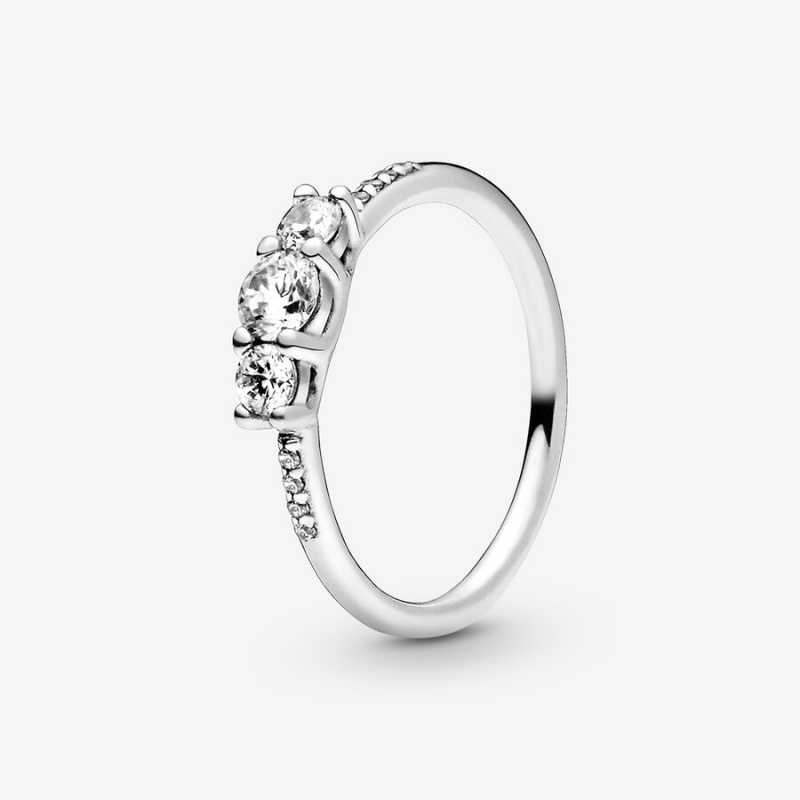 Pandora Clear Three-Stone Ring Sterling Silver | 941DZWXON