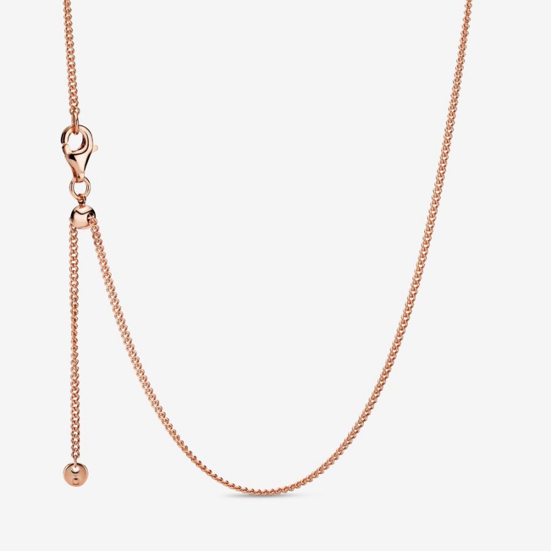 Pandora Curb Chain Necklace Rose Gold Plated | 618ZLUGNH