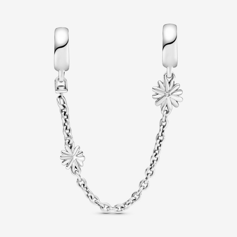 Pandora Daisy Flower Safety Chain Charm Sterling Silver | 760HTOSDE