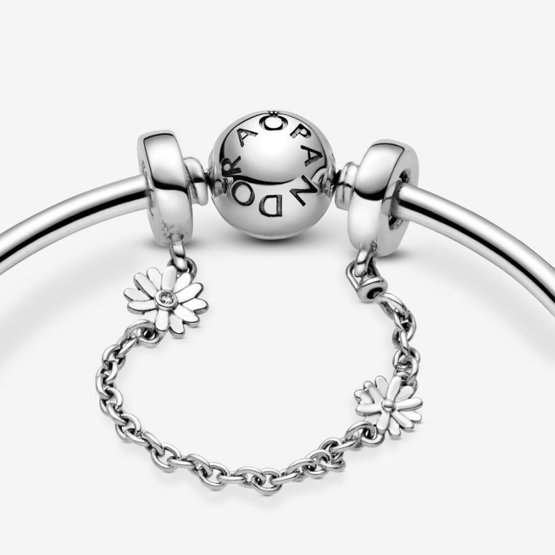 Pandora Daisy Flower Safety Chain Charm Sterling Silver | 760HTOSDE