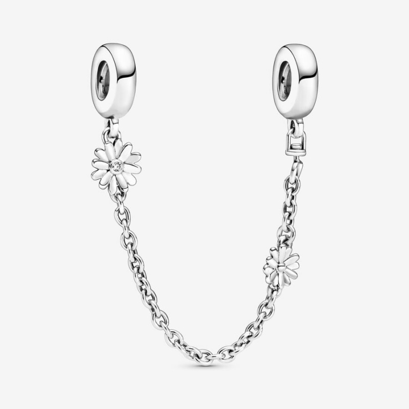 Pandora Daisy Flower Safety Chain Charm Sterling Silver | 760HTOSDE