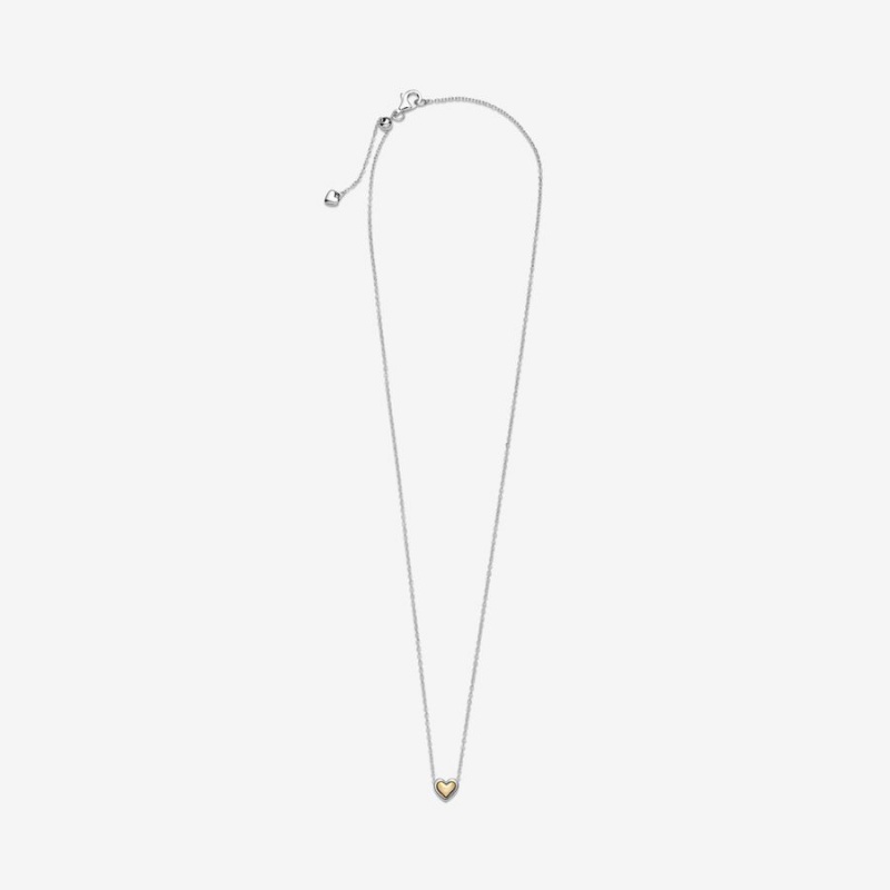 Pandora Domed Golden Heart Collier Necklace Two-tone | 614UQKYDT