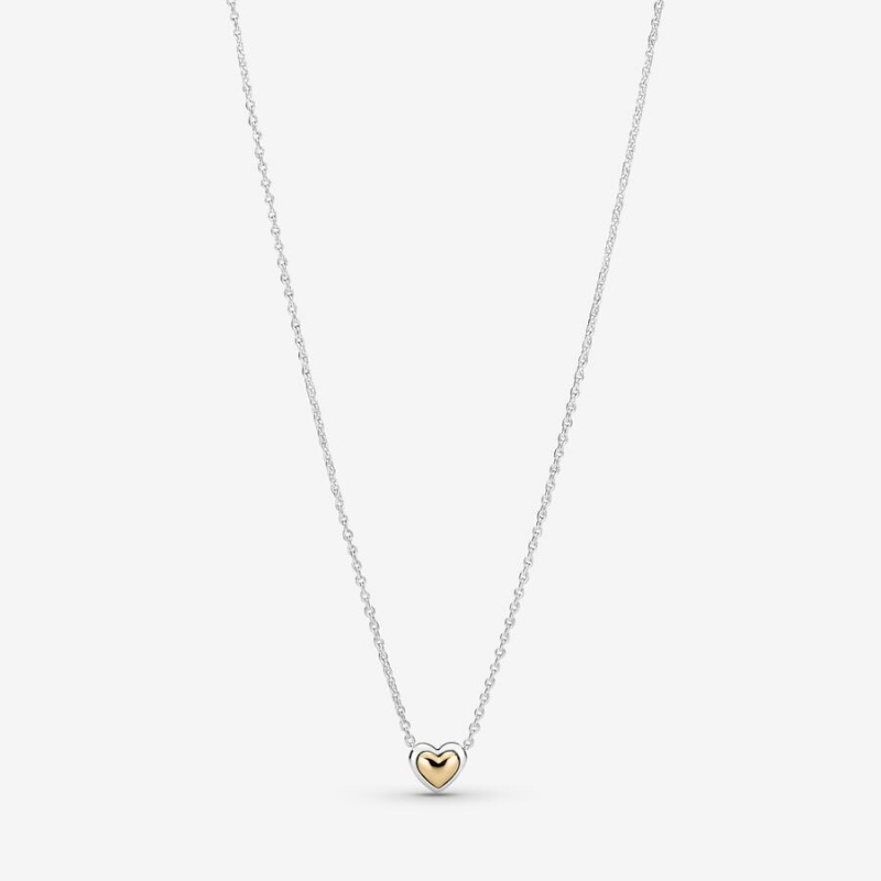 Pandora Domed Golden Heart Collier Necklace Two-tone | 614UQKYDT