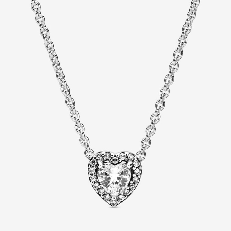 Pandora Elevated Heart Necklace Sterling Silver | 438LMVYSQ