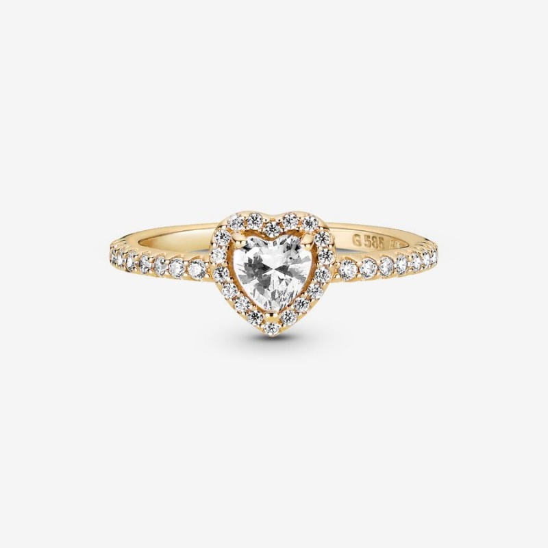 Pandora Elevated Heart Ring Gold | 137EMKVGC