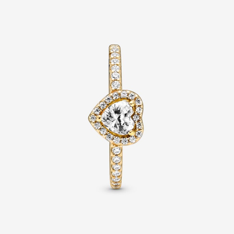 Pandora Elevated Heart Ring Gold | 137EMKVGC