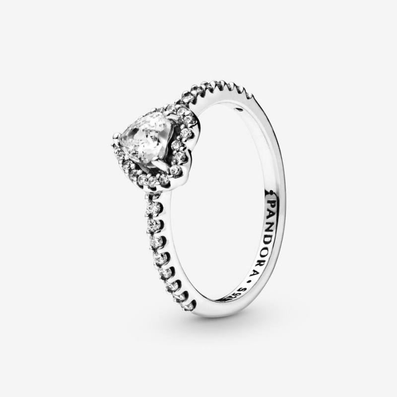 Pandora Elevated Heart Ring Sterling Silver | 463FWIRMY