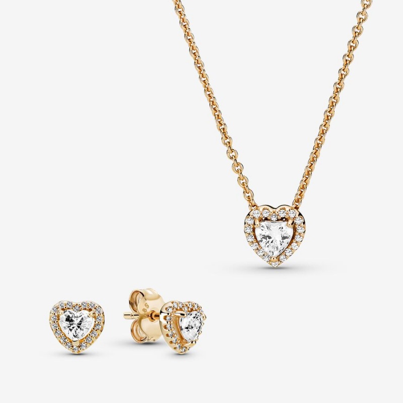 Pandora Elevated Hearts of Gold Necklace and Earring Set | 816ADZQGM