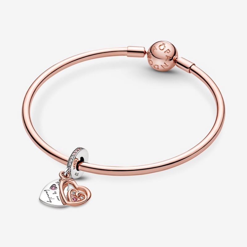 Pandora Entwined Infinite Hearts Double Dangle Charm Two-tone | 218DFYAVC