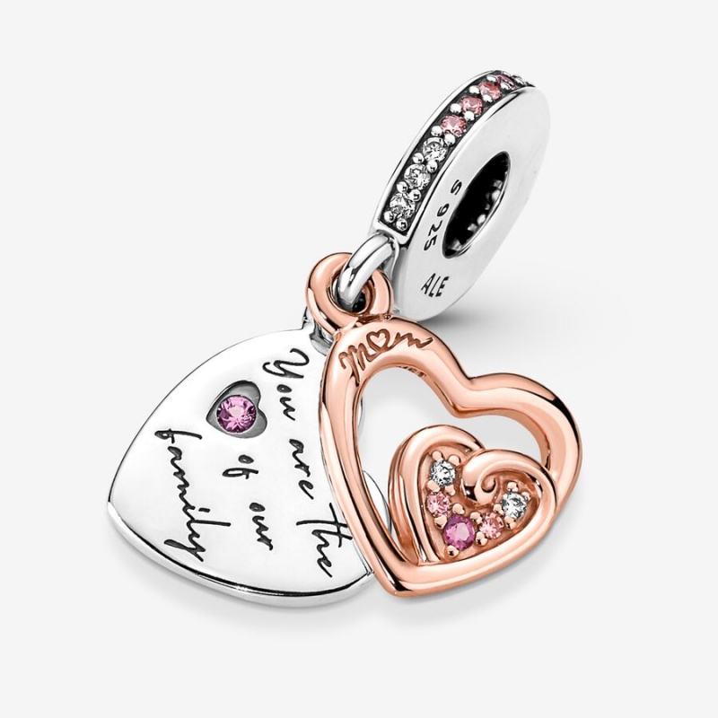 Pandora Entwined Infinite Hearts Double Dangle Charm Two-tone | 218DFYAVC