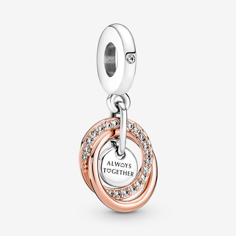 Pandora Family Circle Rose Charm Necklace Set | 456QBIVPC