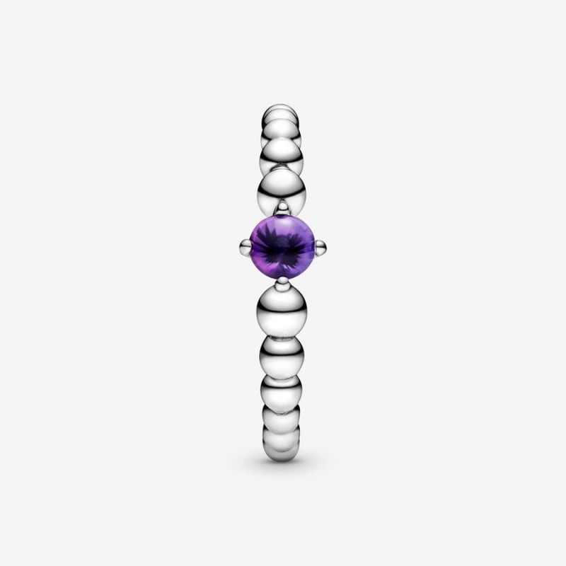 Pandora February Purple Beaded Ring Sterling Silver | 819QSTZMX