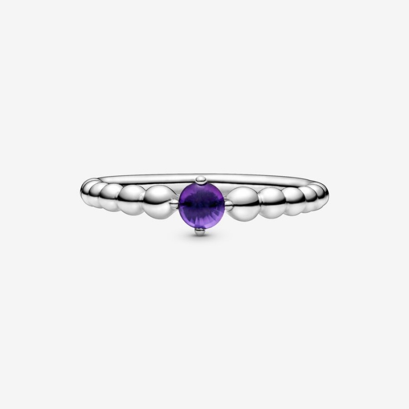 Pandora February Purple Beaded Ring Sterling Silver | 819QSTZMX